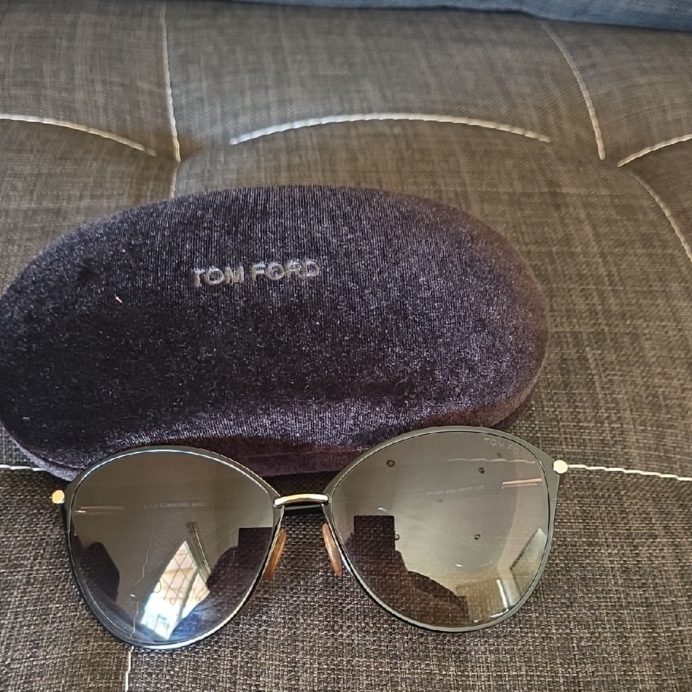 Tom Ford Black Frame Sunglasses with Gold Detail